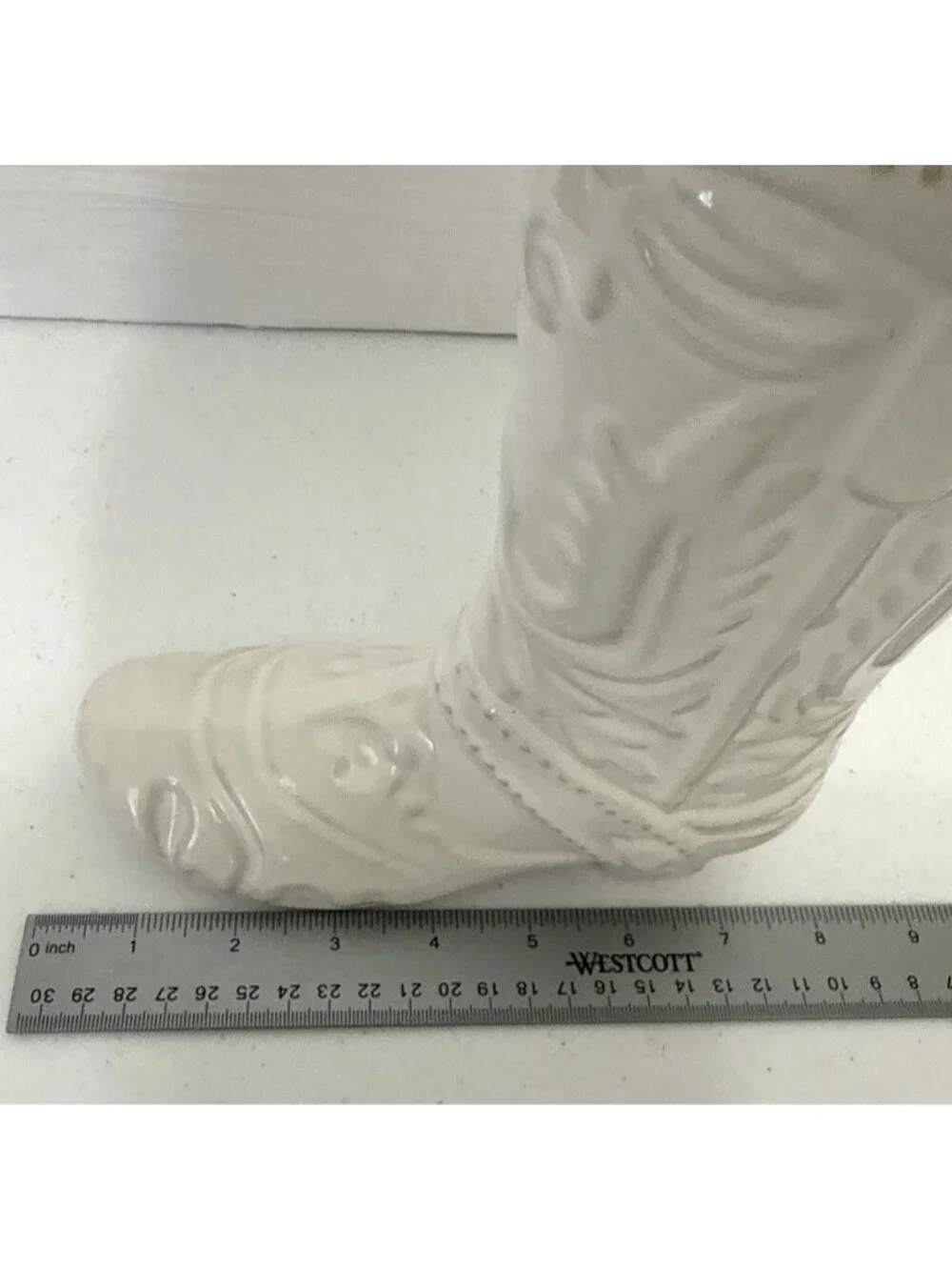 Cowboy Boot Planter Vase White Ceramic 8.5